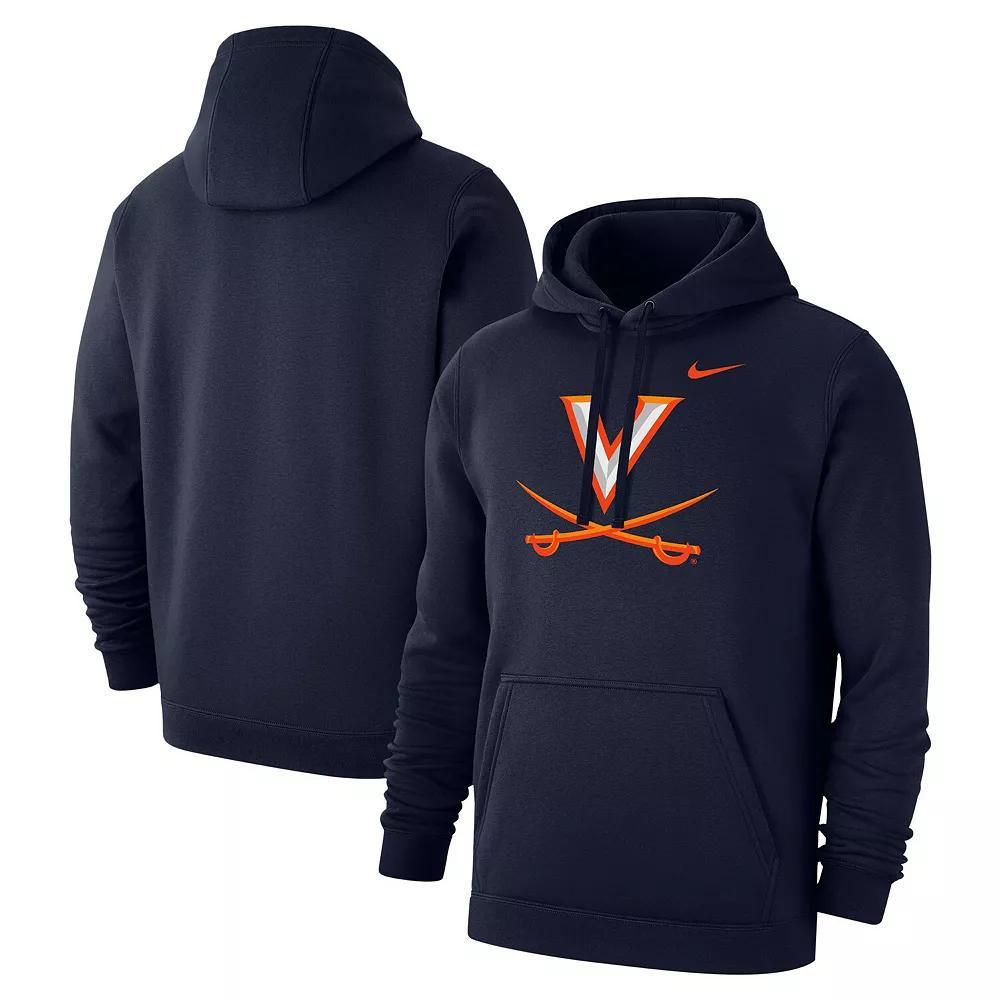 Mens Nike Virginia Cavaliers Primary Club Fleece Pullover Hoodie Blue Product Image