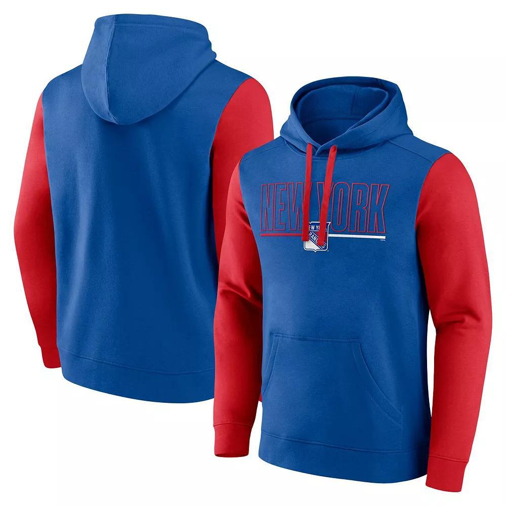 Men's Royal Philadelphia 76ers Outline Colorblock Pullover Hoodie, Size: 4XL, 76r Blue Product Image