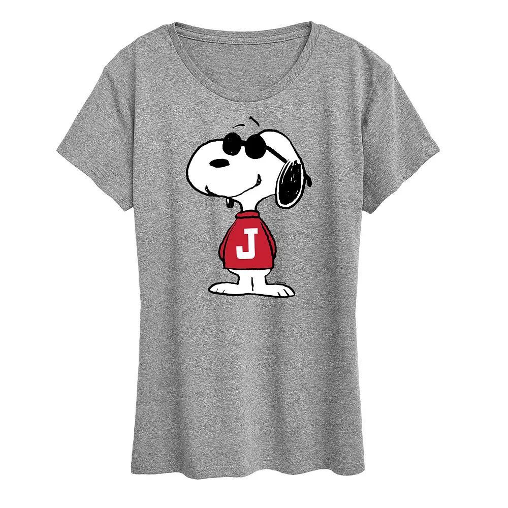 Womens Peanuts Snoopy Joe Cool Pose Graphic Tee Grey Gray Product Image