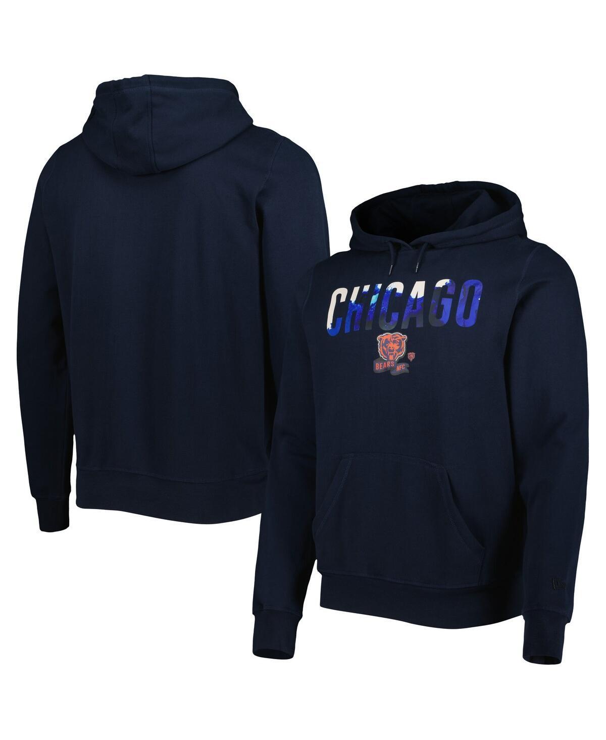 Mens New Era Chicago Bears Ink Dye Pullover Hoodie Blue Product Image