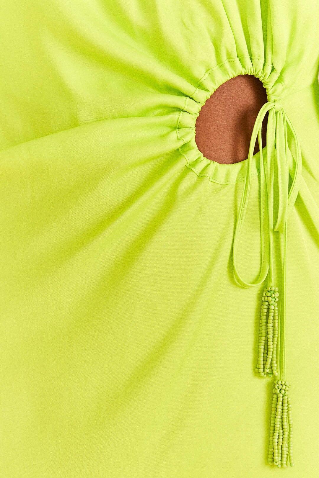 Lime Circle Cut Out Lenzing™ Ecovero™ Viscose Midi Dress Product Image