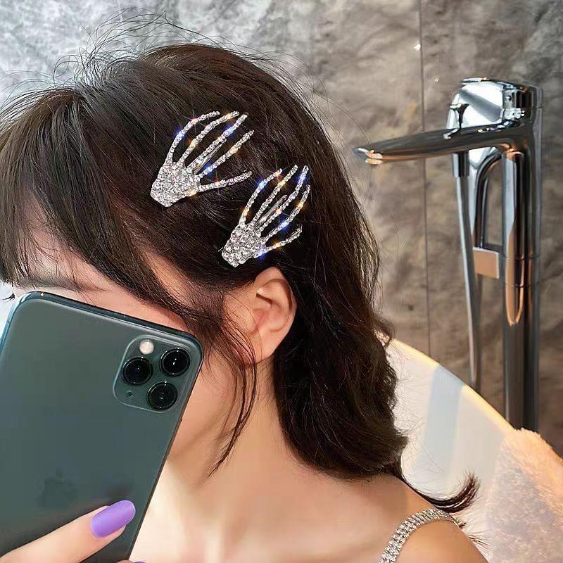 Skeleton Hand Rhinestone Hair Clip Product Image