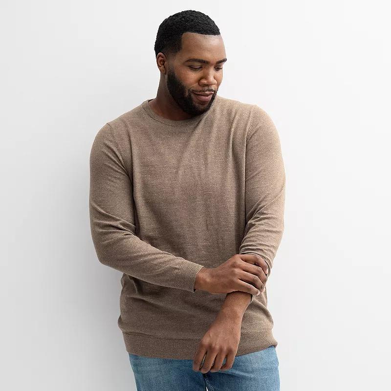 Big & Tall Sonoma Goods For Life® Crewneck Sweater, Men's, Size: Large Tall, Gray Black Grey Product Image
