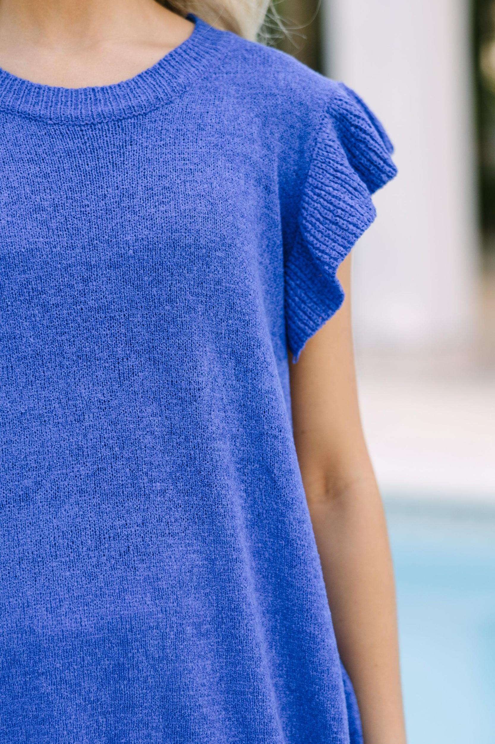 Certain Joy Royal Blue Knit Top Female Product Image