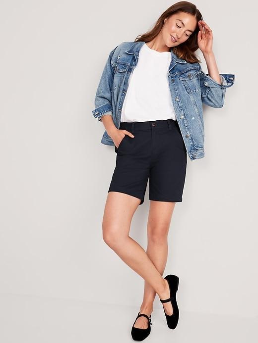 High-Waisted Uniform Bermuda Shorts -- 7-inch inseam Product Image