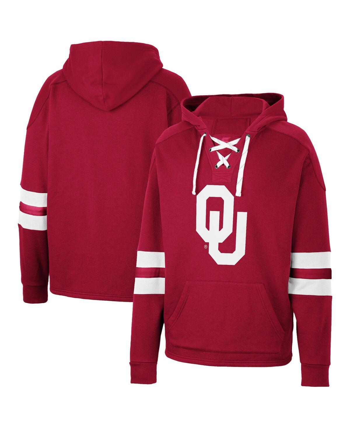 Men's Colosseum Crimson Oklahoma Sooners Lace-Up 4.0 Pullover Hoodie, Size: Small, Red Product Image