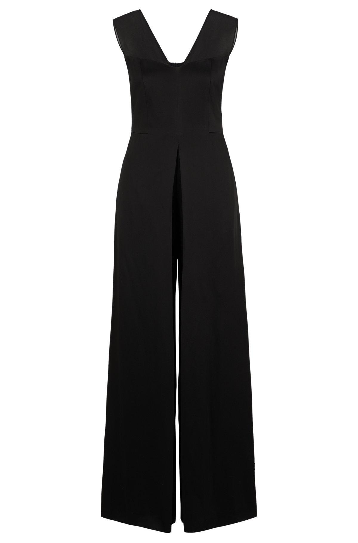 Jumpsuit in lustrous fabric with layered effect Product Image