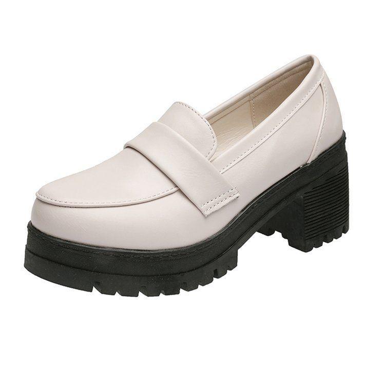 Plain Platform Chunky Heel Loafers Product Image