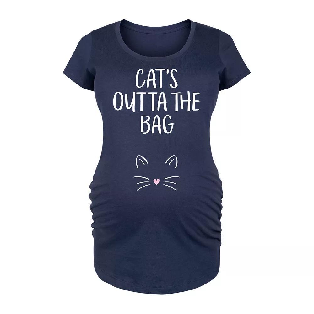Maternity Cats Outta The Bag Graphic Tee, Womens Grey Dark Red Product Image