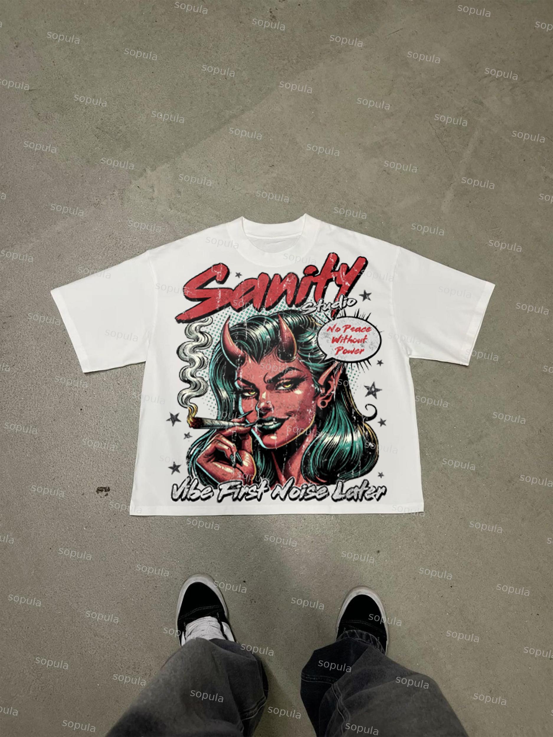Sanity Keep Your Aura Old Vintage Americana Graphic Cropped T-shirt Product Image