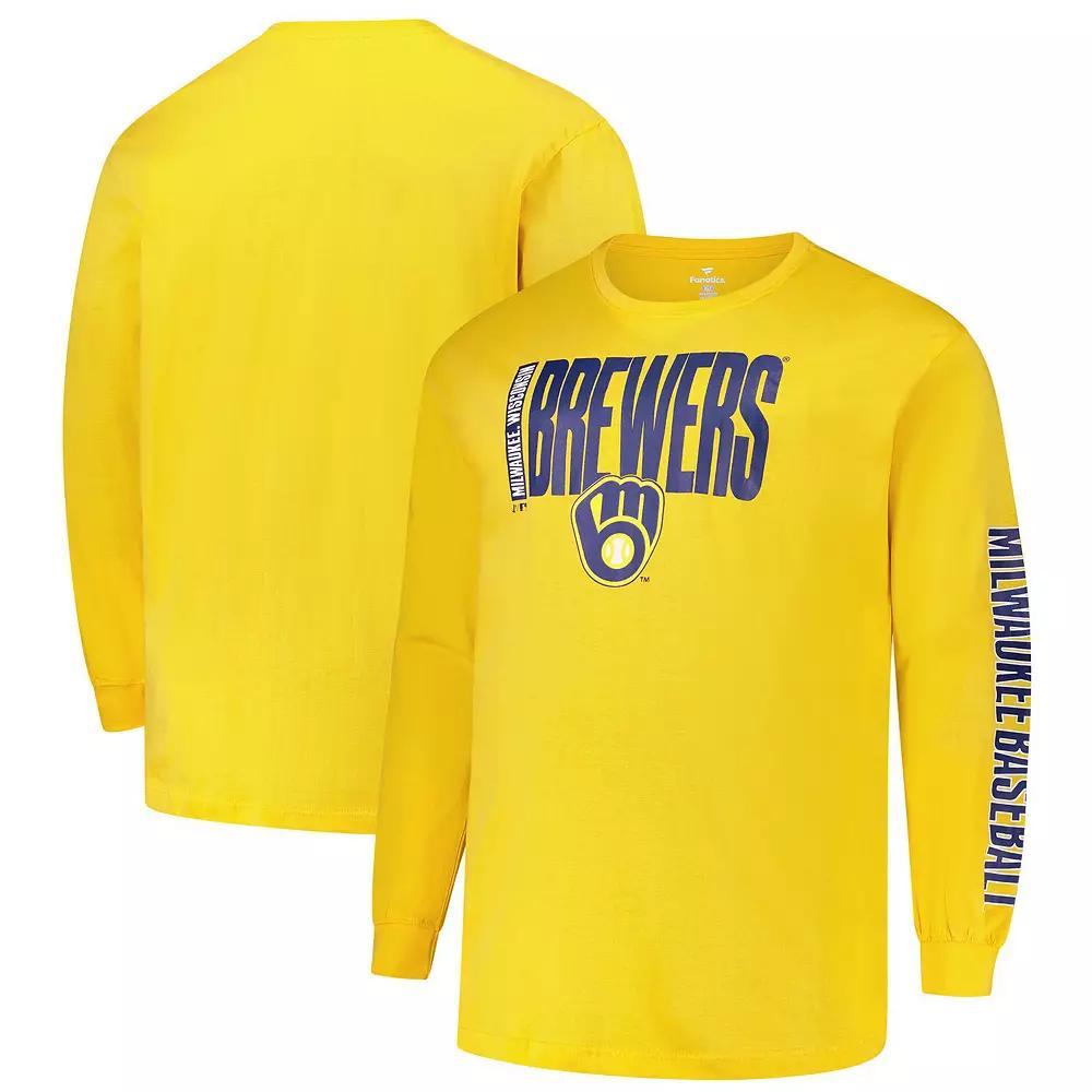Mens Profile Milwaukee Brewers Big & Tall Two-Hit Graphic Long Sleeve T-Shirt Product Image