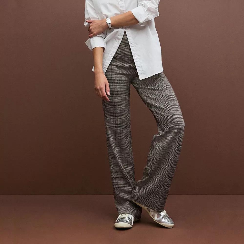 Women's NEXT Check Wide Leg Pant, Size: 10 REG, Neutral Product Image