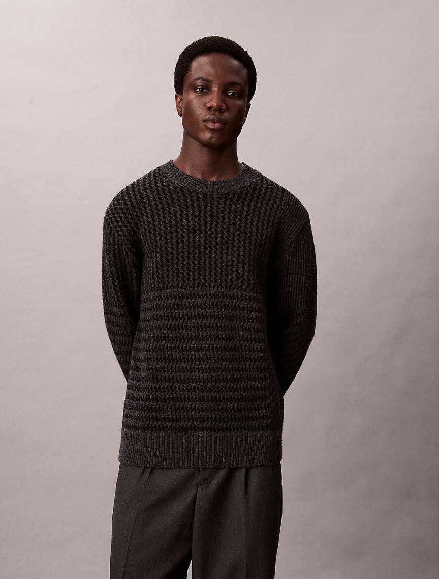 Wool Blend Patterned Relaxed Sweater Product Image