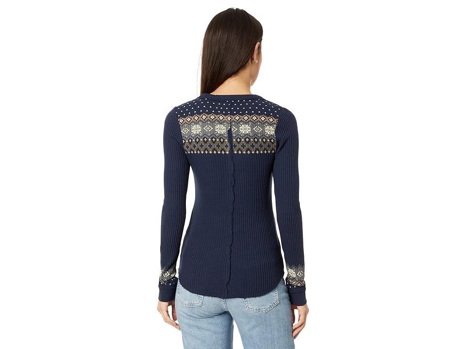 Faherty Legend Apres Waffle Henley (Chalet Fair Isle) Women's Clothing Product Image