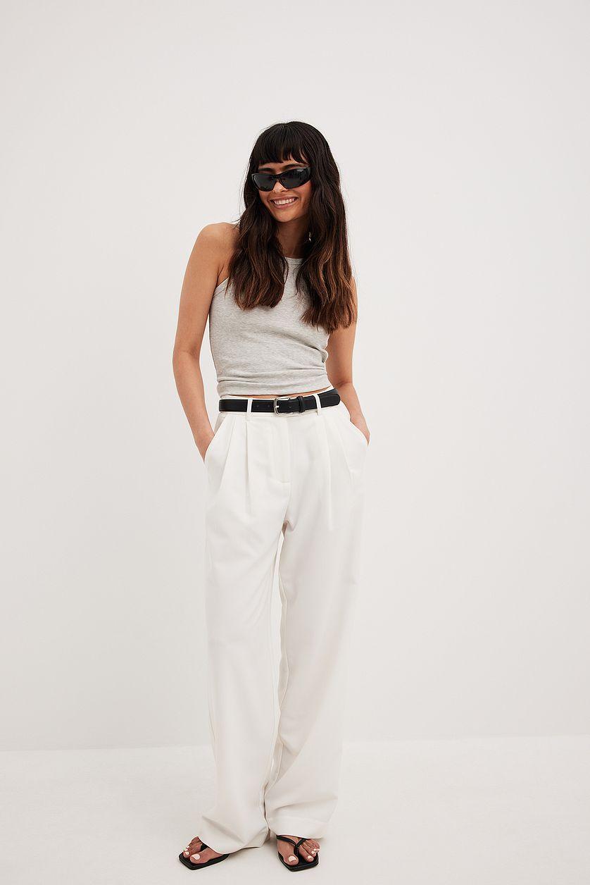 High Waist Pleated Wide Leg Pants Product Image