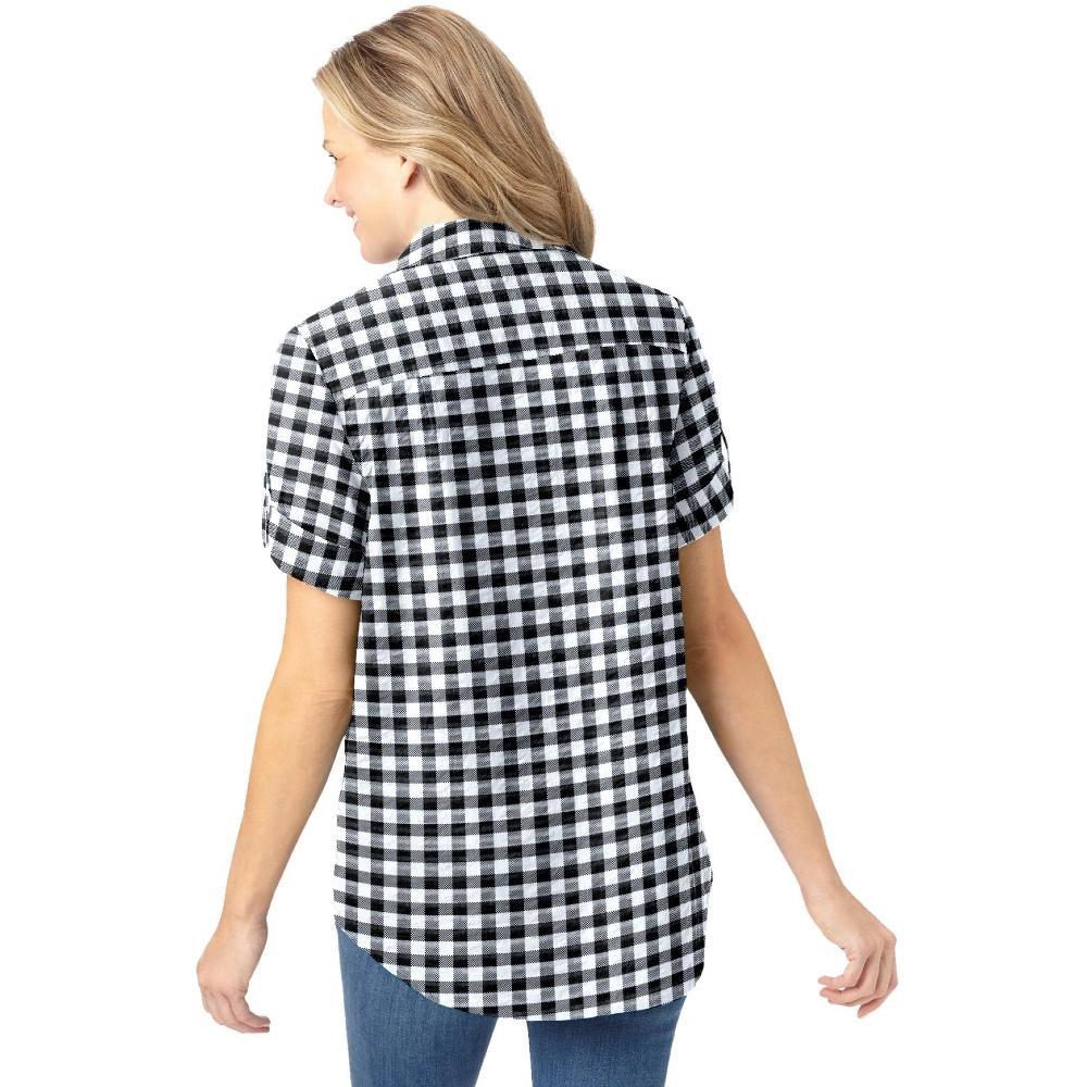 Woman Within Women's Plus Size Short-Sleeve Button Down Seersucker Shirt Product Image