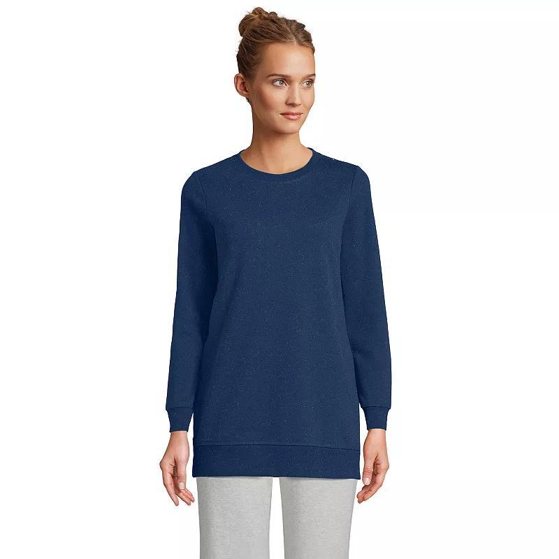 Petite Lands End Serious Sweats Crewneck Sweatshirt Tunic, Womens Gray Flecked Grey Product Image