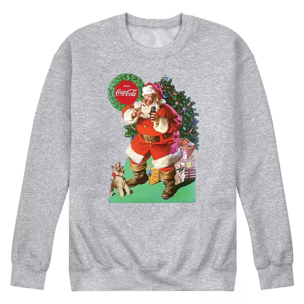 Men's CocaCola Vintage Santa with Dog Sweatshirt, Size: Large, Blue Product Image