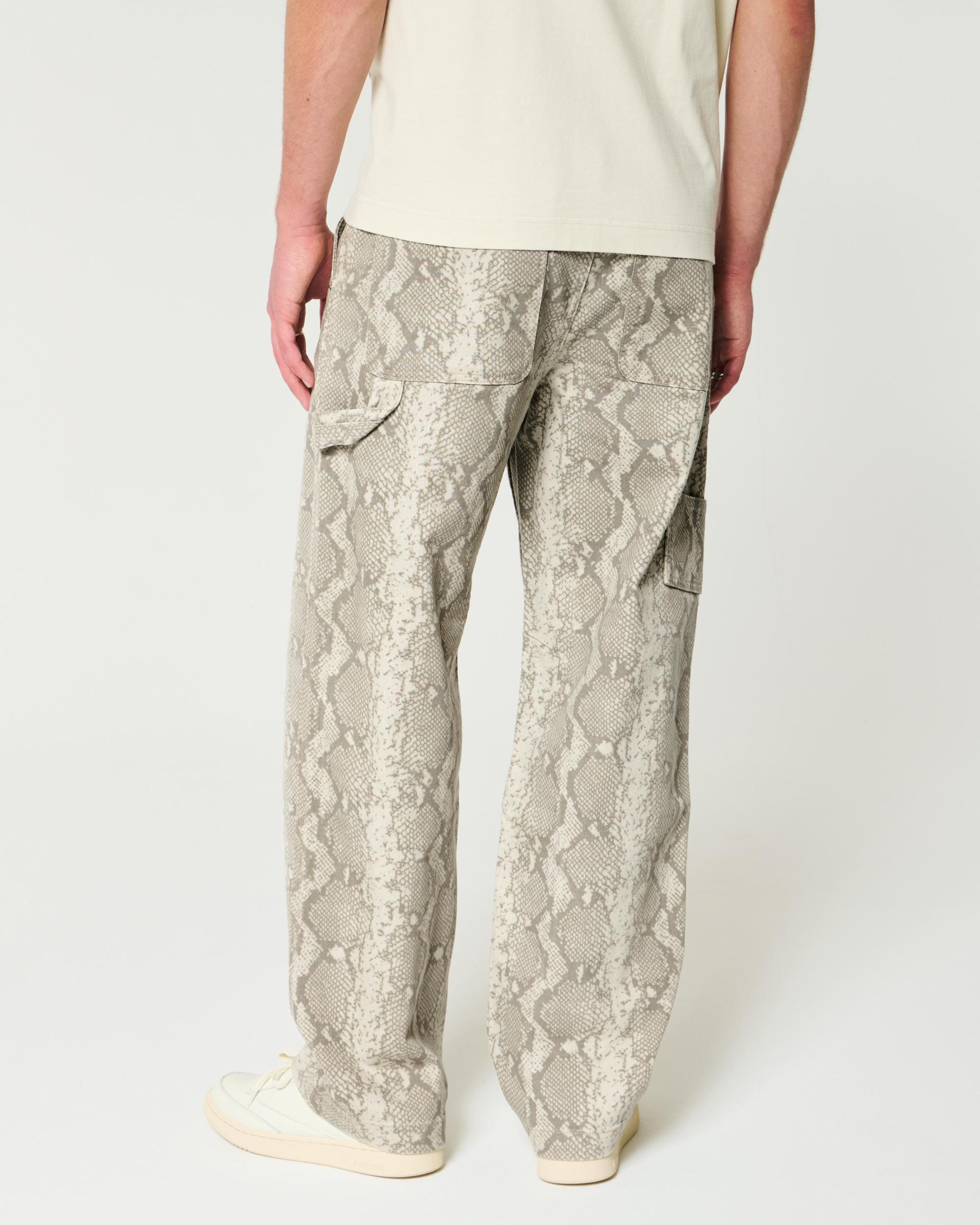 Snake Skin Print Baggy Painter Jeans Product Image