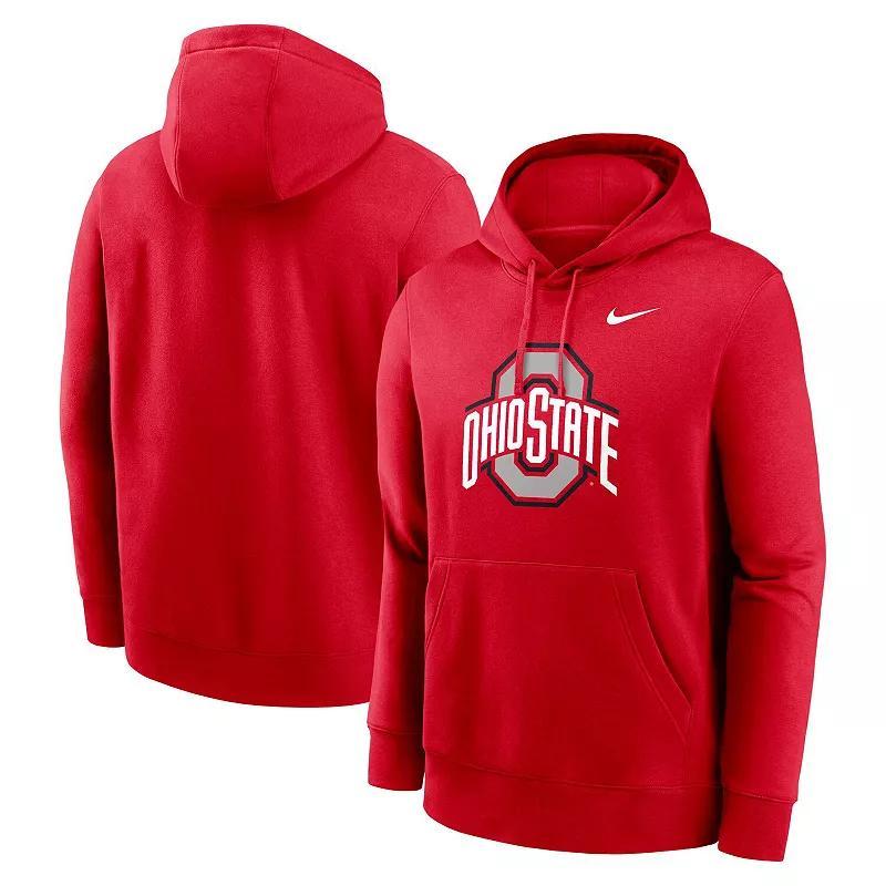 Men's Nike Scarlet Ohio State Buckeyes Primetime Evergreen Club Fleece Pullover Hoodie, Size: 2XL, Red Product Image