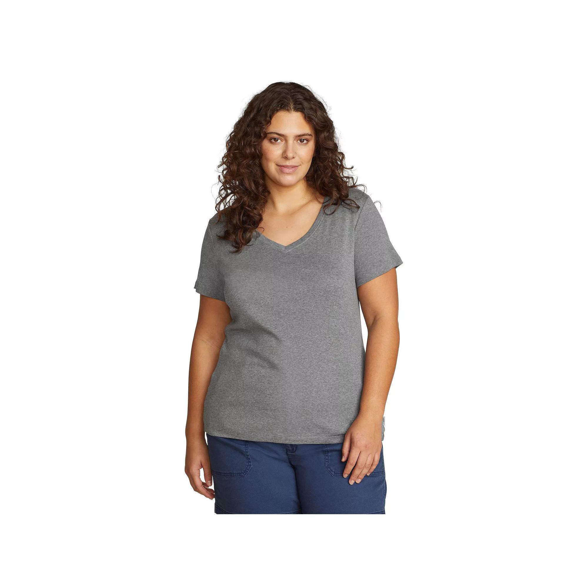Petite Eddie Bauer Favorite V-Neck T-Shirt, Womens Medum Grey Gray Product Image