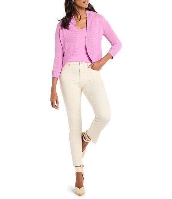 NIC + ZOE Jersey Knit Ribbed Collar 3/4 Sleeve Bolero Cardigan Product Image