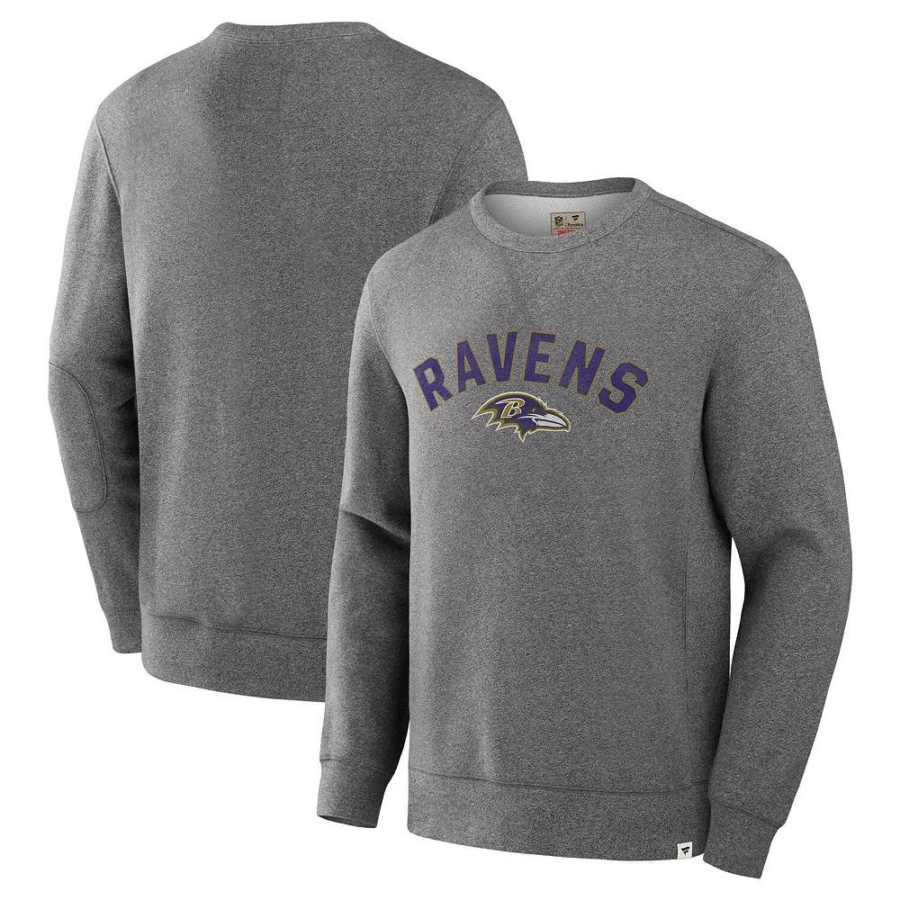 Men's Fanatics  Heather Gray Baltimore Ravens Loop Terry Pullover Sweatshirt, Size: Small, Grey Product Image