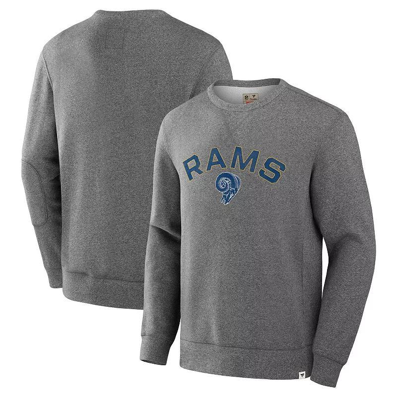 Men's Fanatics  Heather Gray Los Angeles Rams Loop Terry Pullover Sweatshirt, Size: 2XL, Grey Product Image