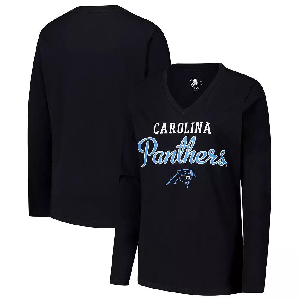 Women's G-III 4Her by Carl Banks Black Cincinnati Bengals Post Season Long Sleeve V-Neck T-Shirt, Size: XL Product Image