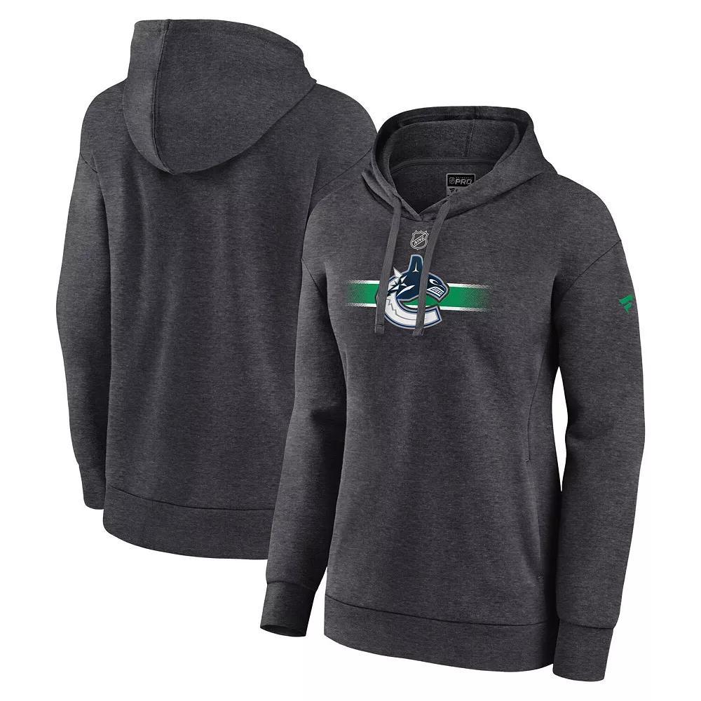 Women's Fanatics  Heather Charcoal Vancouver Canucks Authentic Pro Core Secondary Fleece Pullover Hoodie, Size: Small, Cnk Charco Product Image