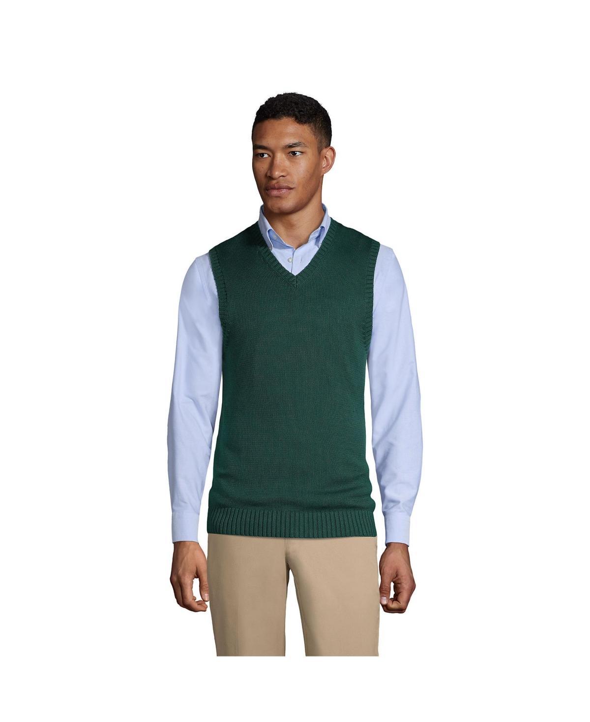 Men's Lands' End Cotton Modal Sweater Vest, Size: Large, Red Product Image