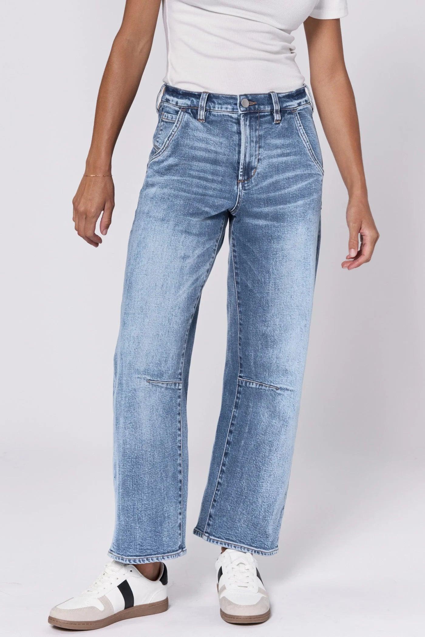 Lasso High Rise Cropped Loose Fit Barrel Jeans Product Image