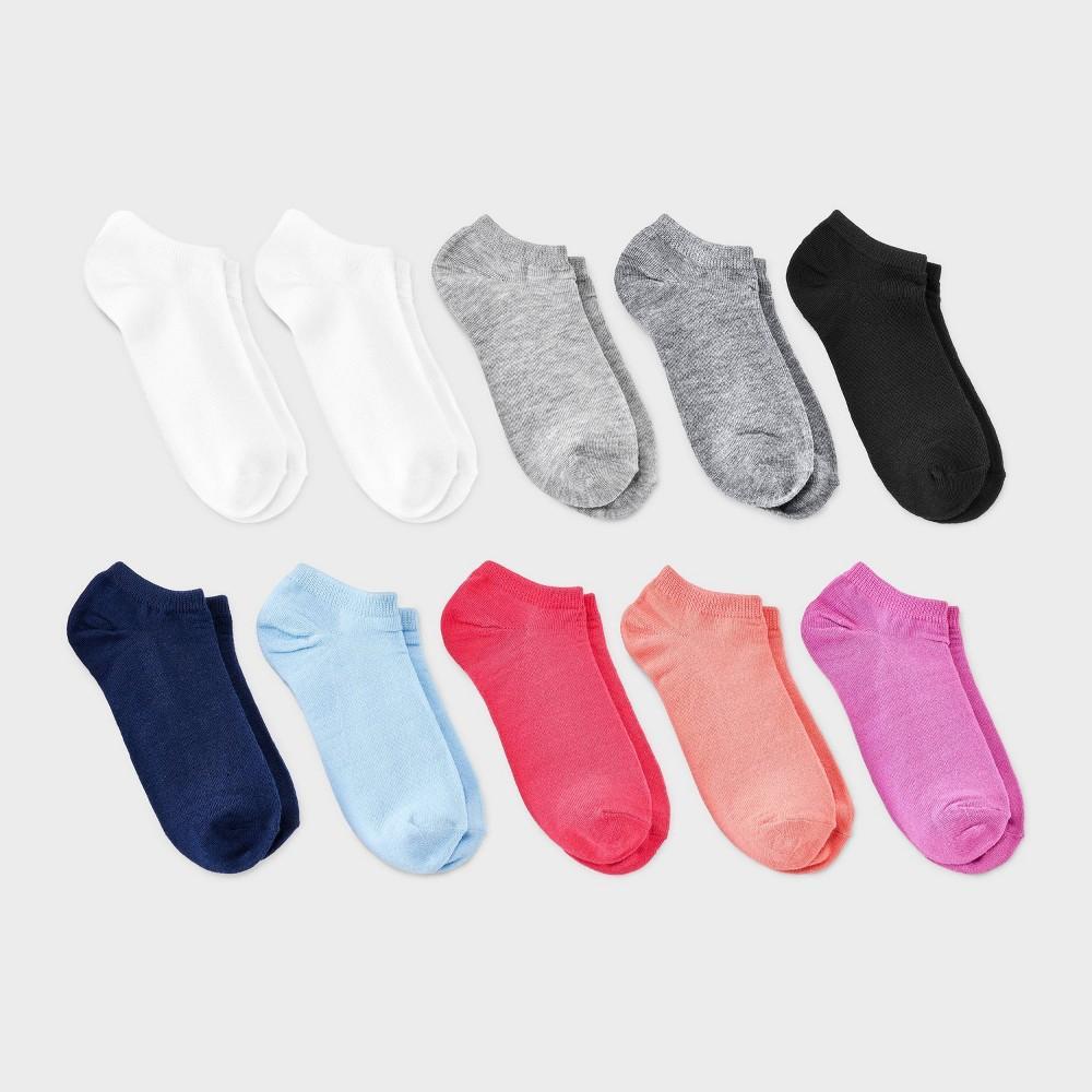 Women's 10pk Low Cut Socks - Dealworthy™ White/Heather Gray/Black 4-10: Knit Solid Ankle Style Product Image