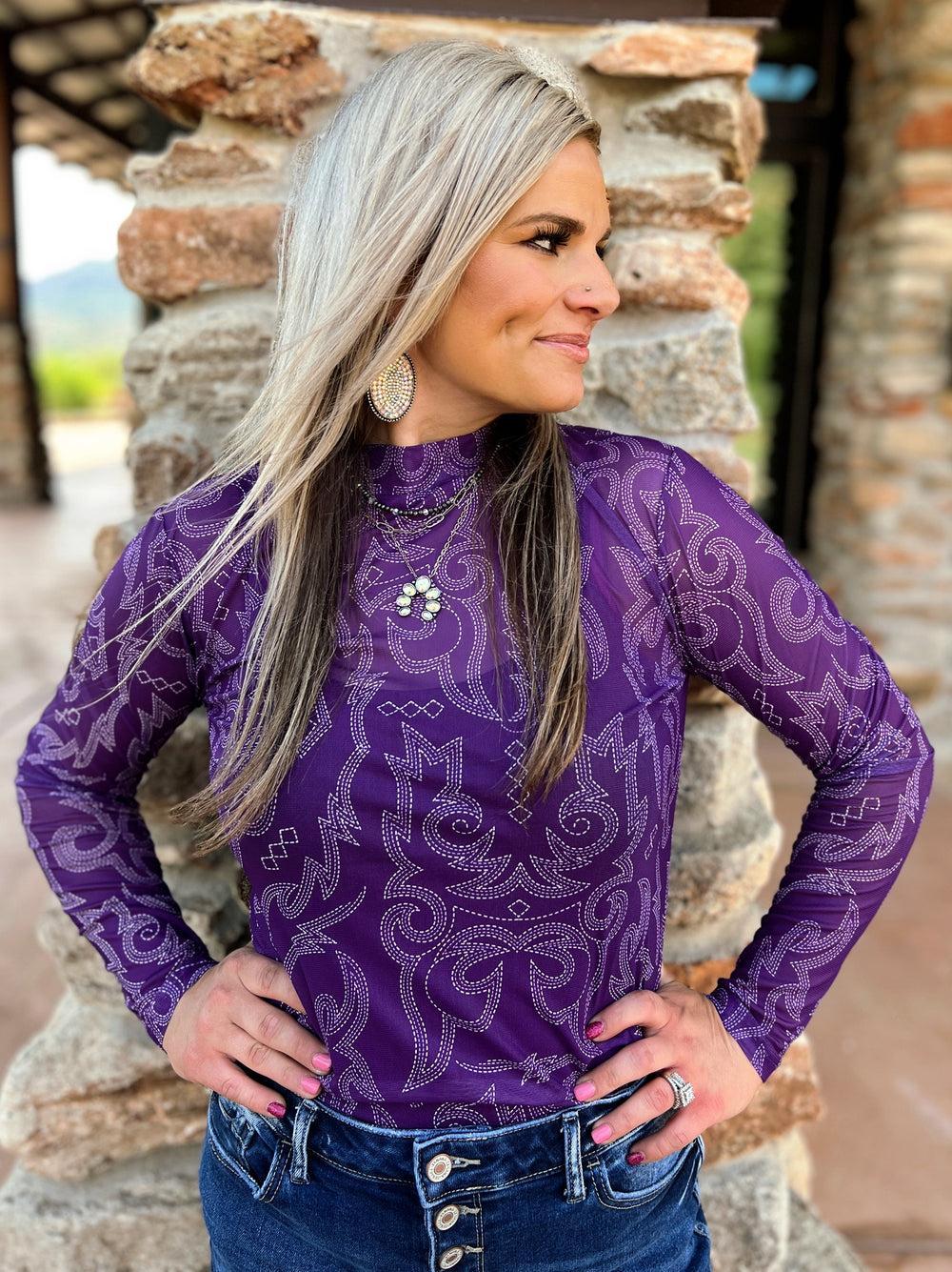 Bonfire Nights Purple Mesh Top Product Image