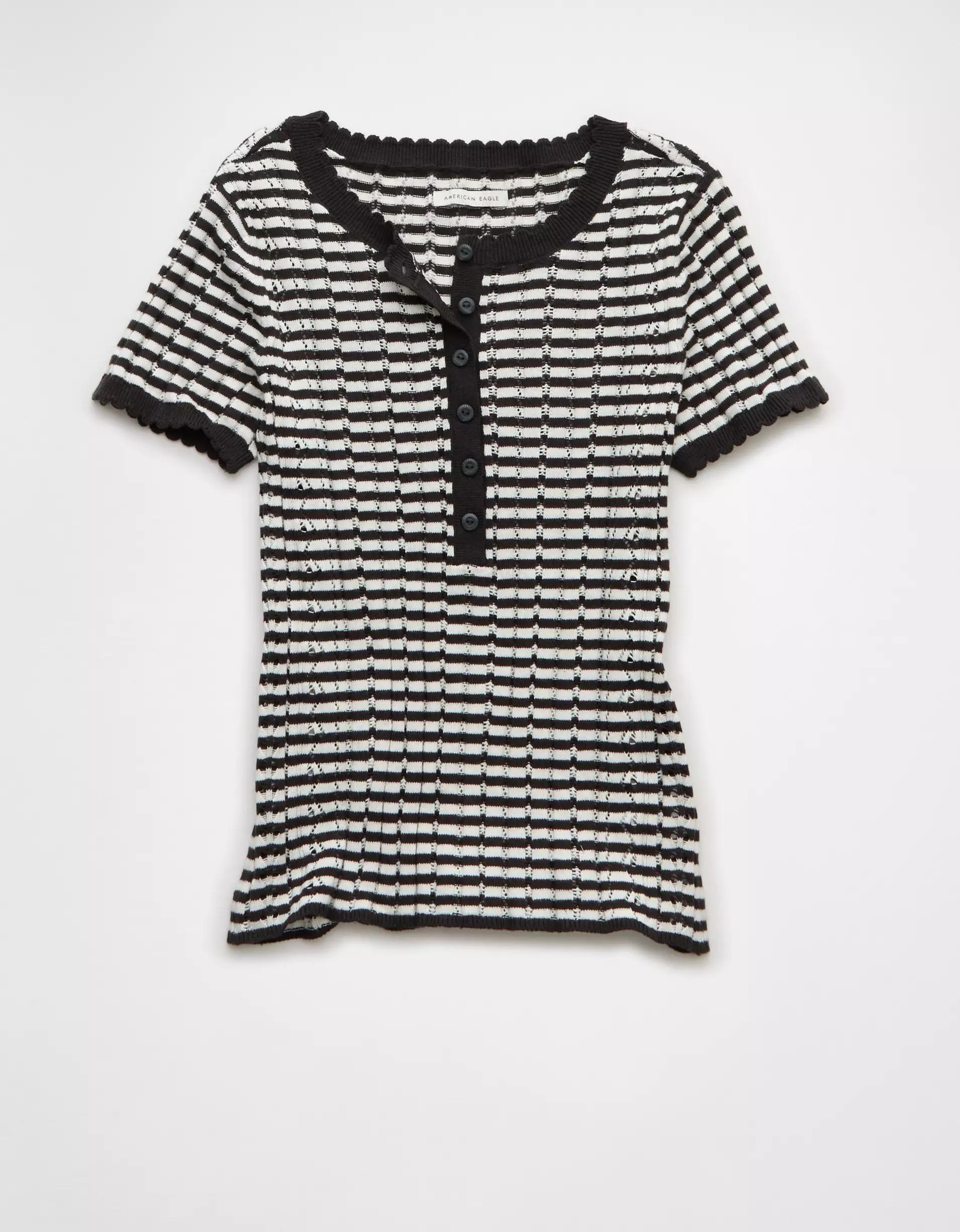AE Henley Pointelle Sweater T-Shirt Product Image