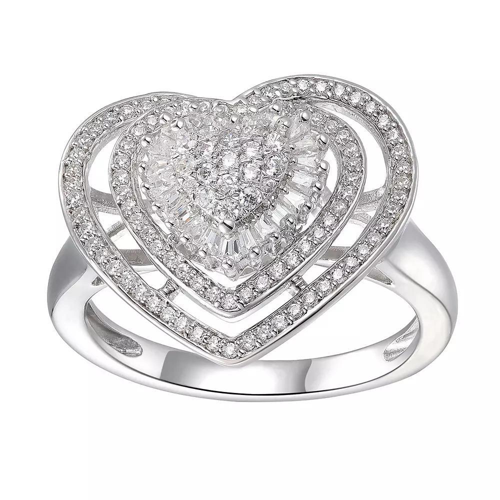 Sterling Silver Cubic Zirconia Heart Ring, Women's, Size: 6 Product Image