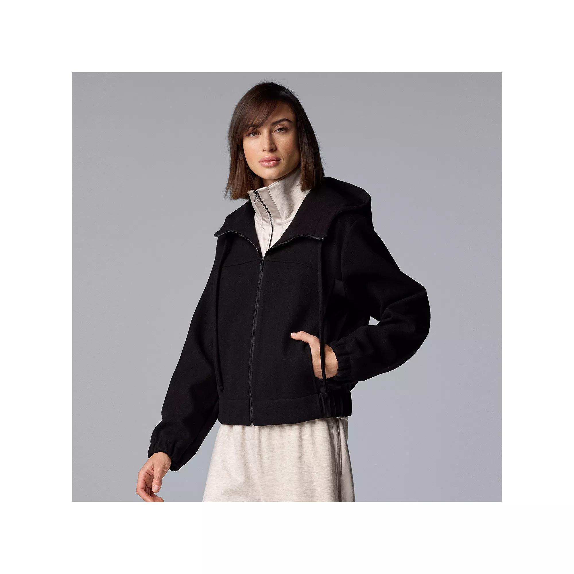 Women's Simply Vera Vera Wang Women's Short Hooded Jacket, Size: XL, Black Product Image