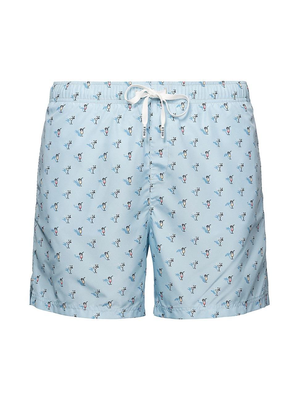 Mens Palm Tree-Print Swim Trunks Product Image