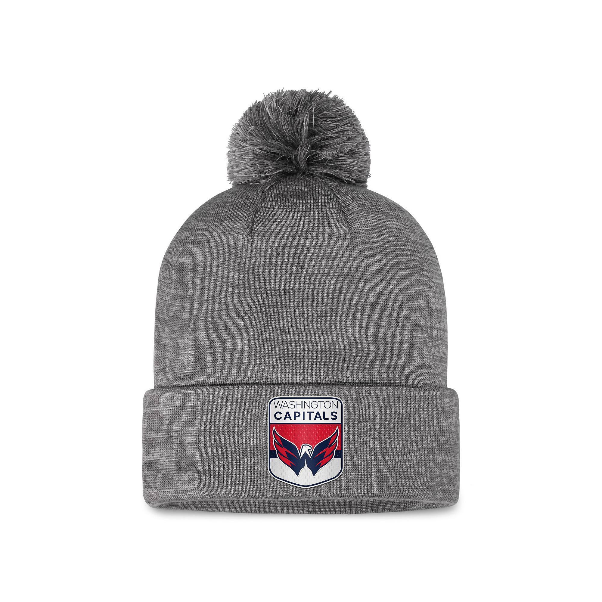 Men's Fanatics Branded  Gray Washington Capitals Authentic Pro Home Ice Cuffed Knit Hat with Pom, Grey Product Image