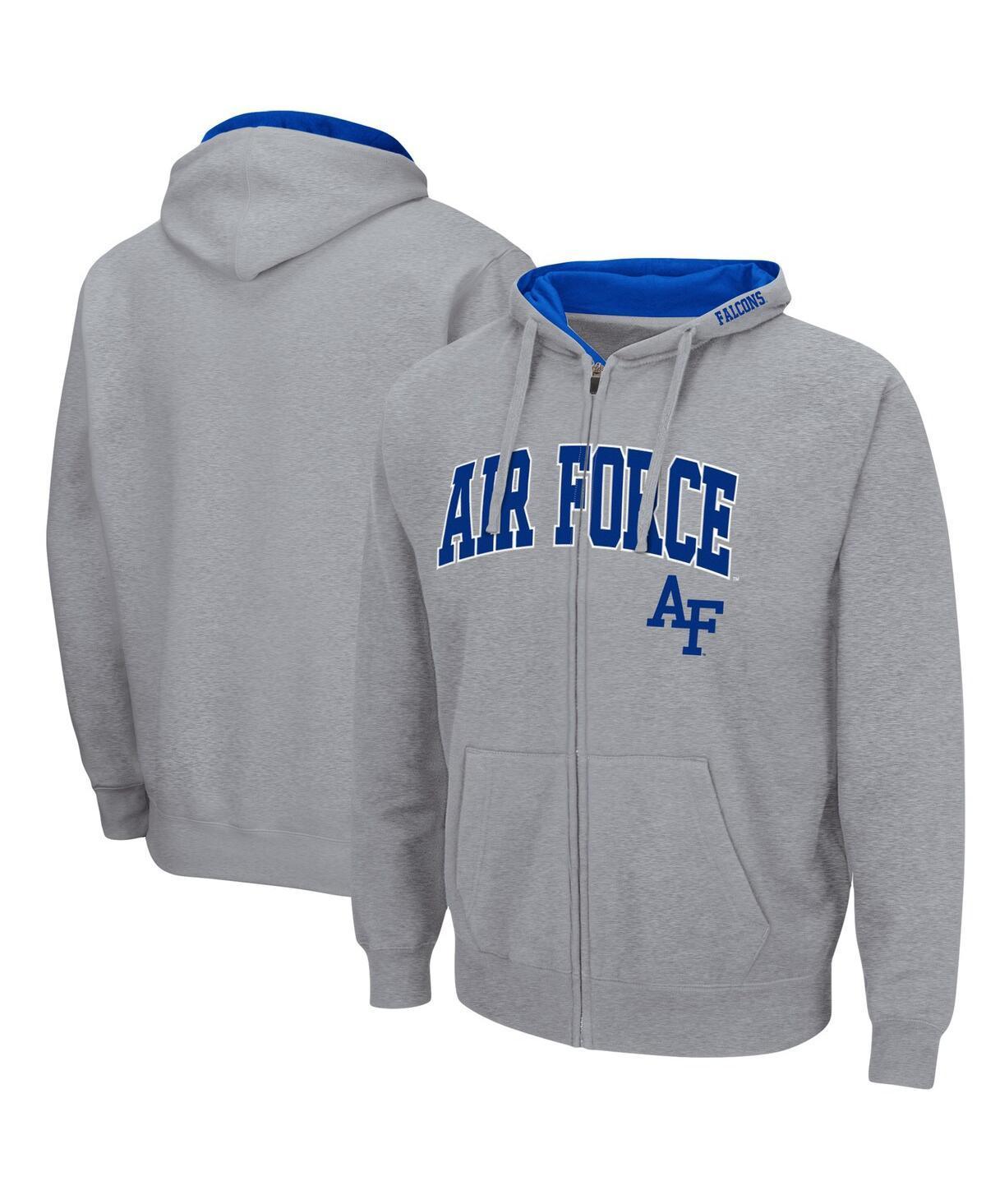 Men's Colosseum Heathered Gray Air Force Falcons Arch & Logo 3.0 Full-Zip Hoodie, Size: XL, Afa Grey Product Image