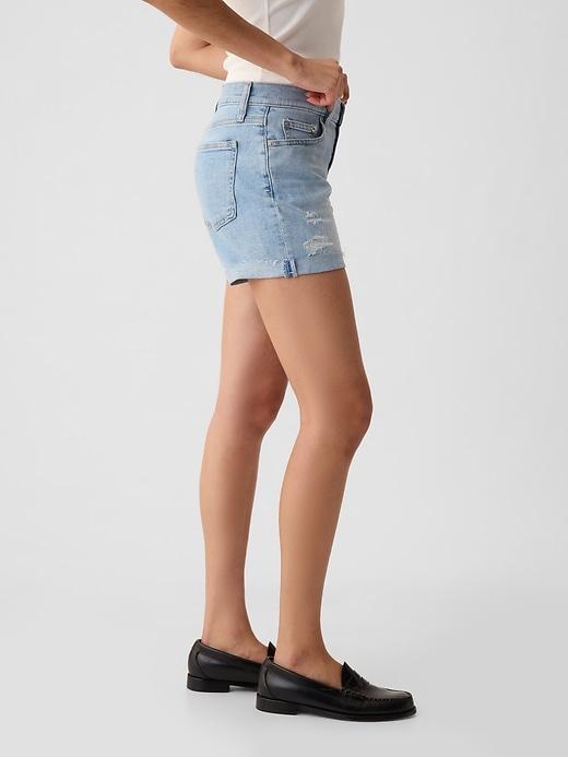 5 Mid Rise Denim Girlfriend Shorts Product Image