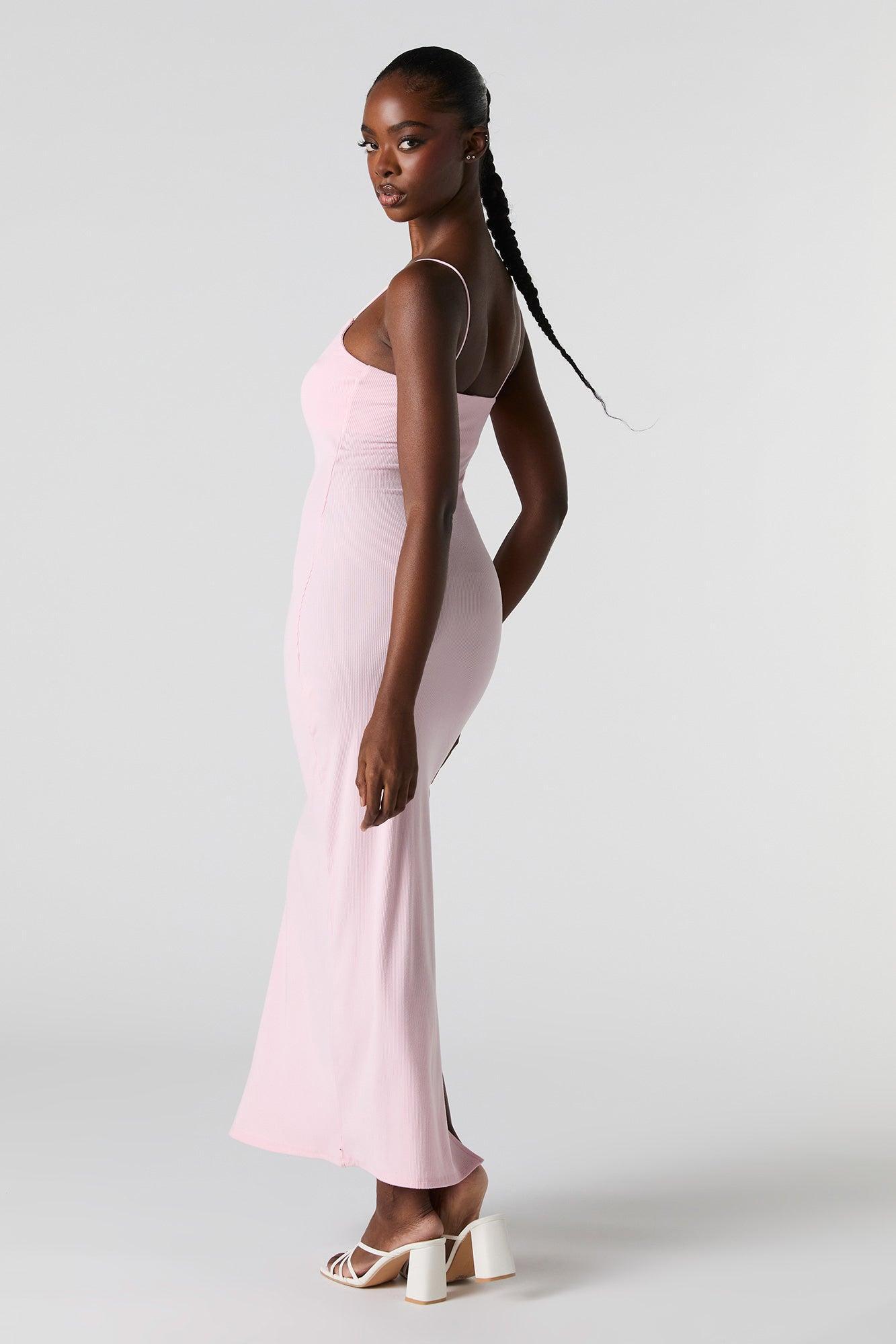 Ribbed Slit Bodycon Maxi Dress Female Product Image
