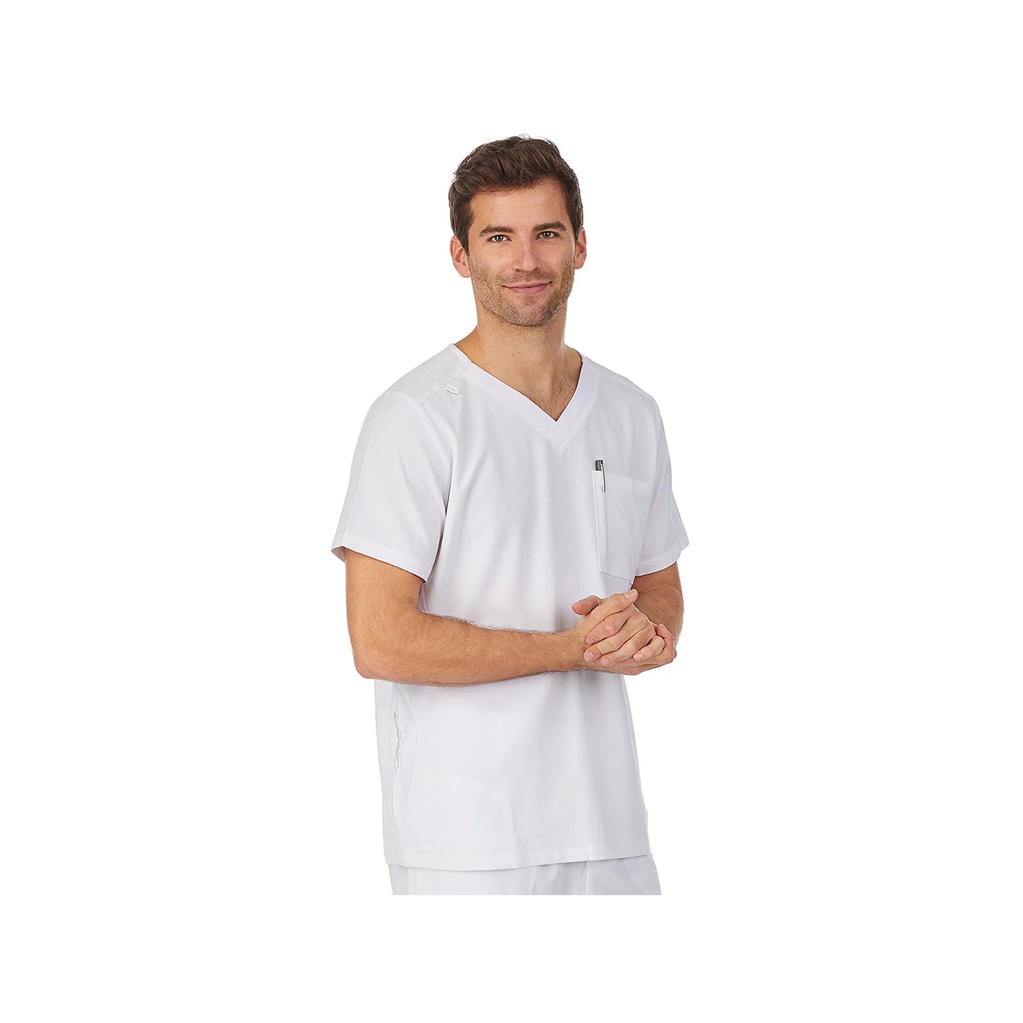 Mens Cuddl Duds Scrubs Classic V-Neck Top with Zip Back Pocket Product Image