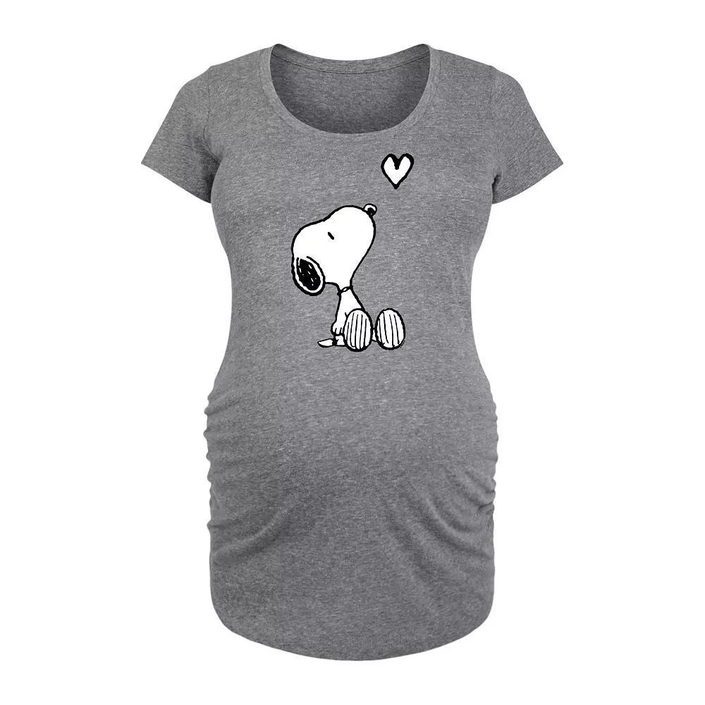 Maternity Peanuts Snoopy Heart Graphic Tee, Womens Grey Red Product Image