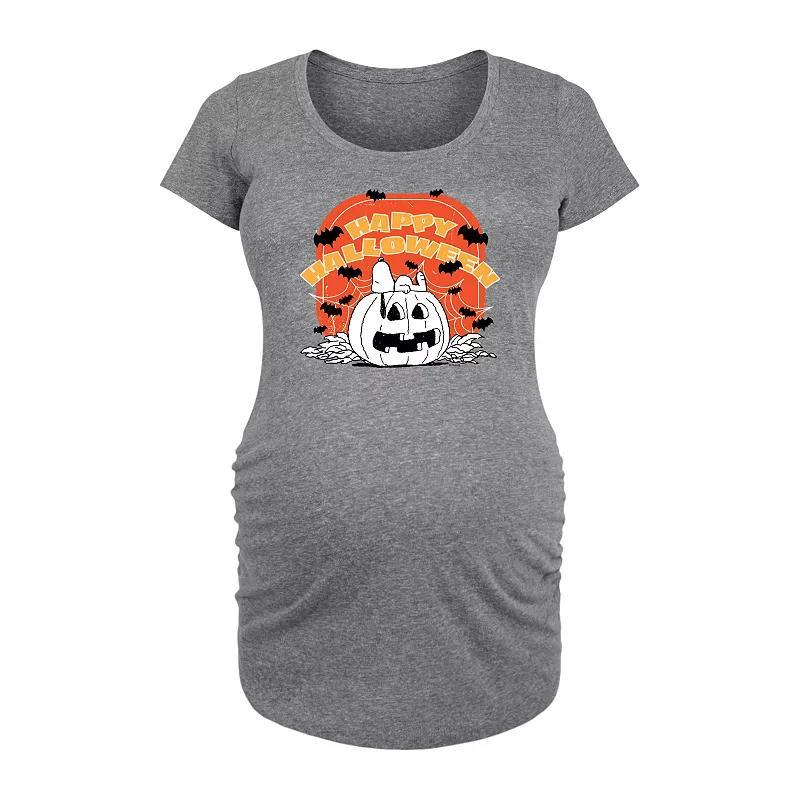 Disneys Mickey Mouse Maternity Happy Halloween Pumpkin Graphic Tee, Womens Grey Dark Red Product Image