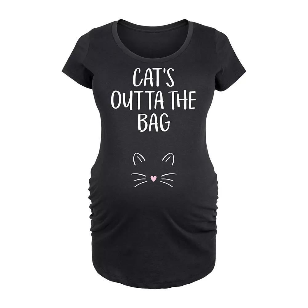 Maternity Cats Outta The Bag Graphic Tee, Womens Grey Dark Red Product Image