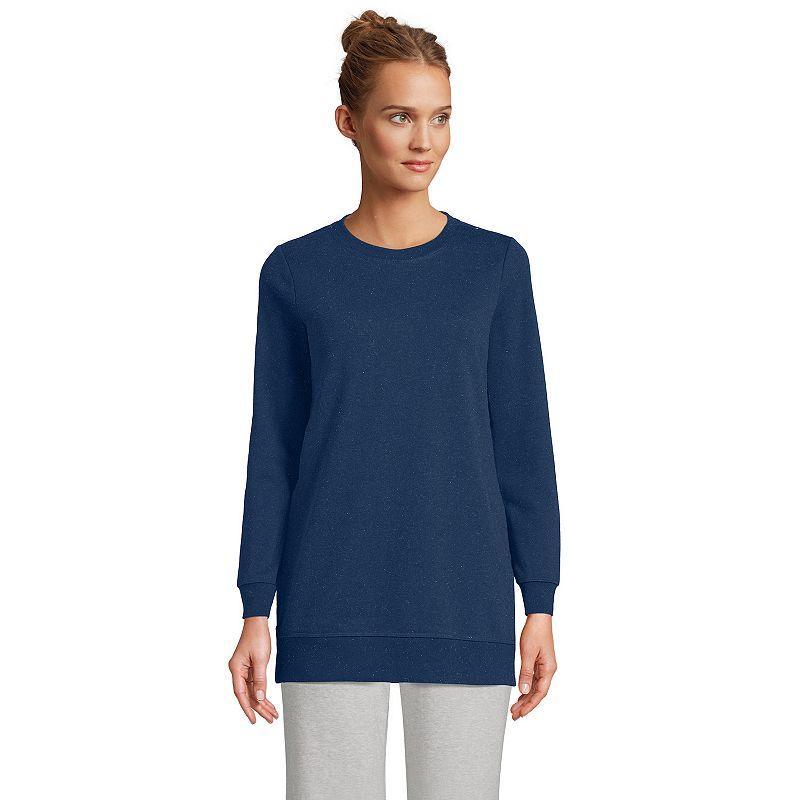 Petite Lands End Serious Sweats Crewneck Sweatshirt Tunic, Womens Gray Flecked Grey Product Image