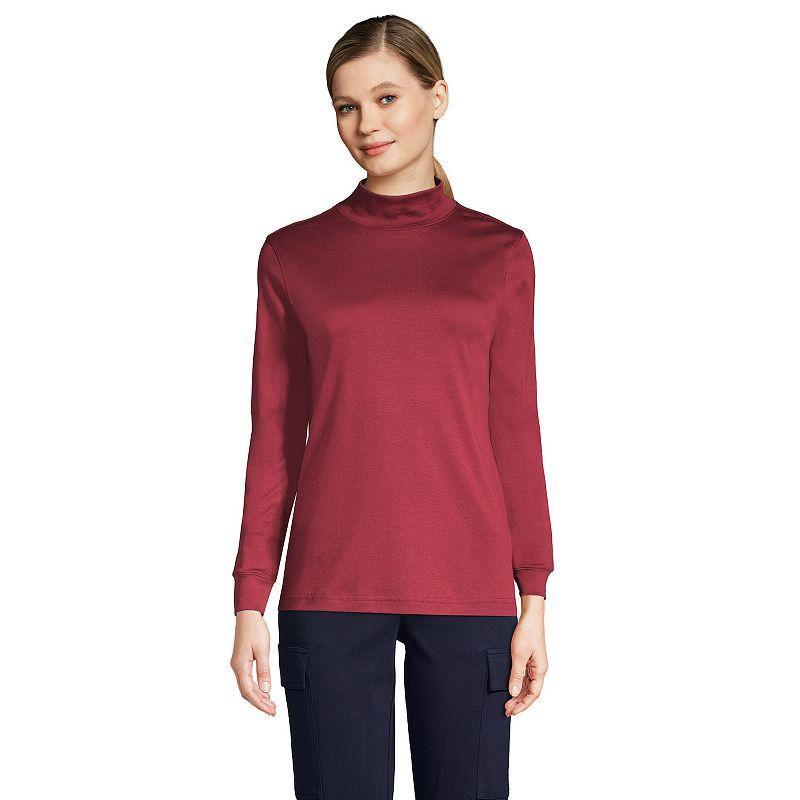 Petite Lands' End Supima Mockneck Top, Women's, Size: Medium Petite, White Product Image
