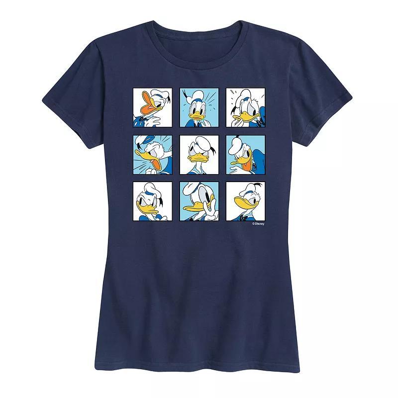 Disneys Donald Duck Womens Grid Graphic Tee Grey Royal Blue Product Image