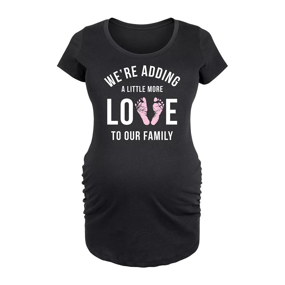 Maternity Adding More Love To Our Family Graphic Tee, Womens Product Image